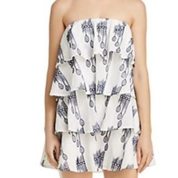 Strapless Cotton Summer Embroidered Mini Dress NEW - Picture 3 of 5